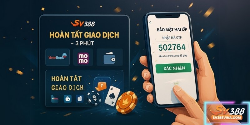 Hệ thống nạp rút tiền SV388 nhanh chỉ 5–15 phút với mã hóa an toàn